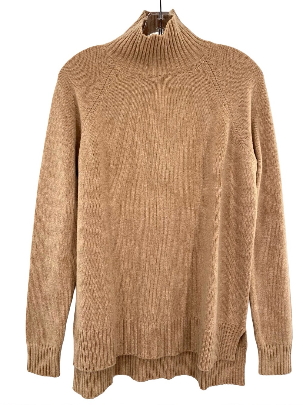 Ann Taylor Cashmere Wool Mock Neck Knit Sweater Oversized Camel Tan Size Medium